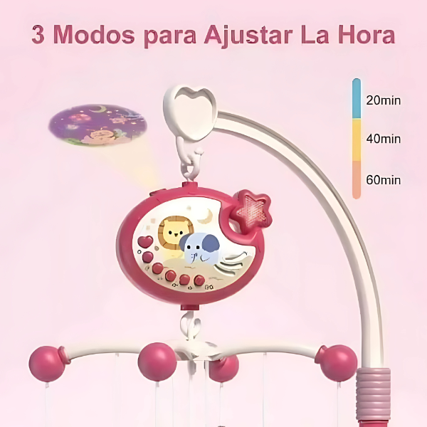 Móvil Musical Bebé con Proyector de Luces 360° y Control Remoto para Cuna