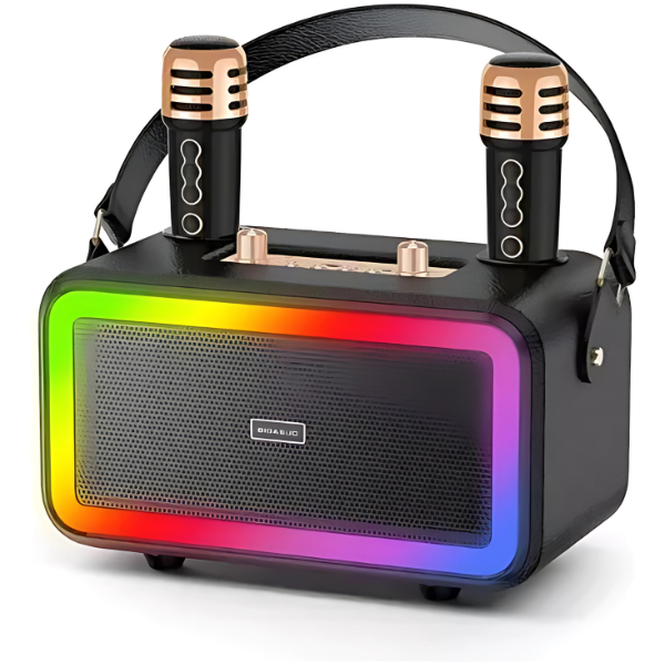 Parlante Bass Karaoke Stereo + 2 Micrófonos Inalámbricos