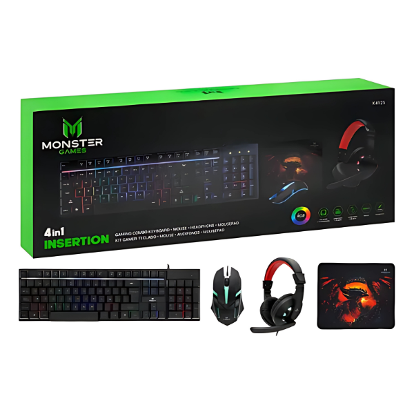 Kit Gamer Monster Games Insertion 4 en 1 RGB