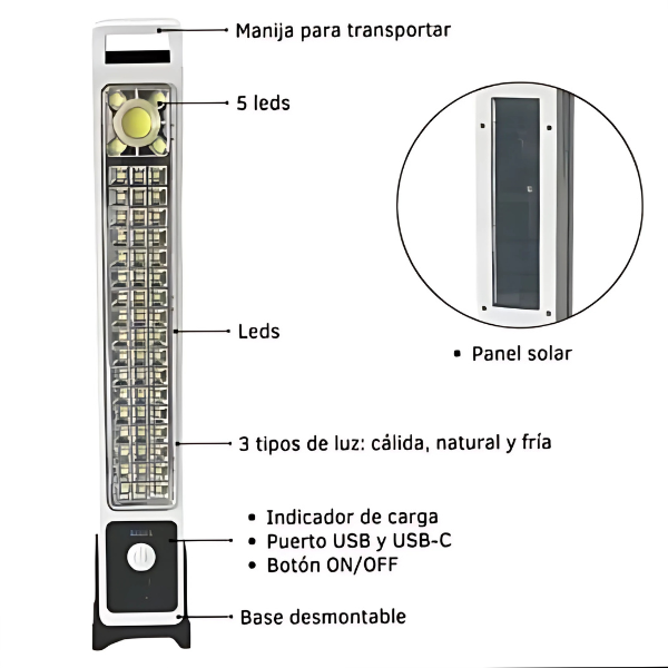 Luz de emergencia recargable