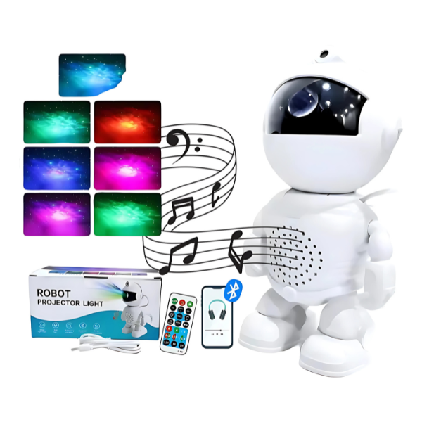 Proyector Galáctico Robot Astronauta con Bluetooth, Parlante y Luz LED Láser