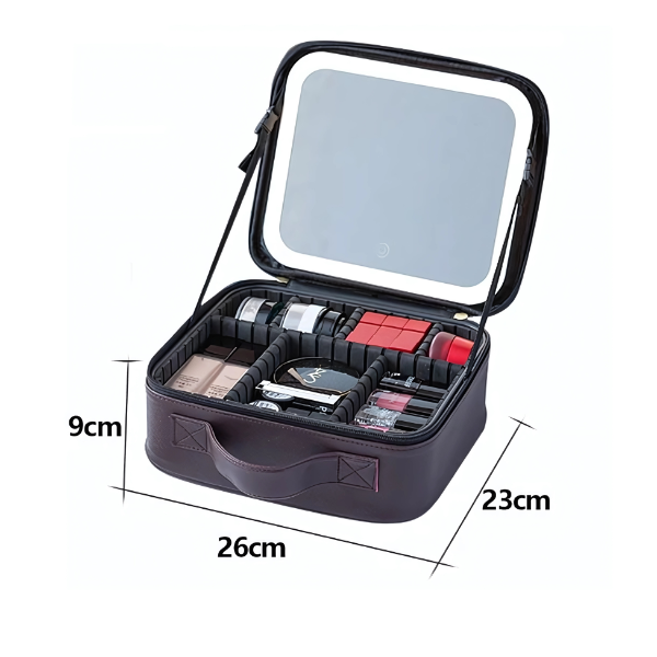 Estuche Porta cosméticos con Espejo LED