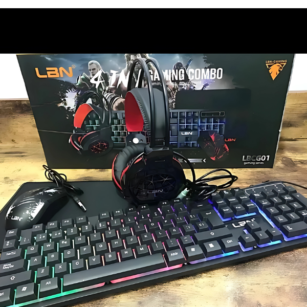 Pack Gamer 4 en 1 LBN – Teclado, Mouse, Audífonos y Mouse Pad