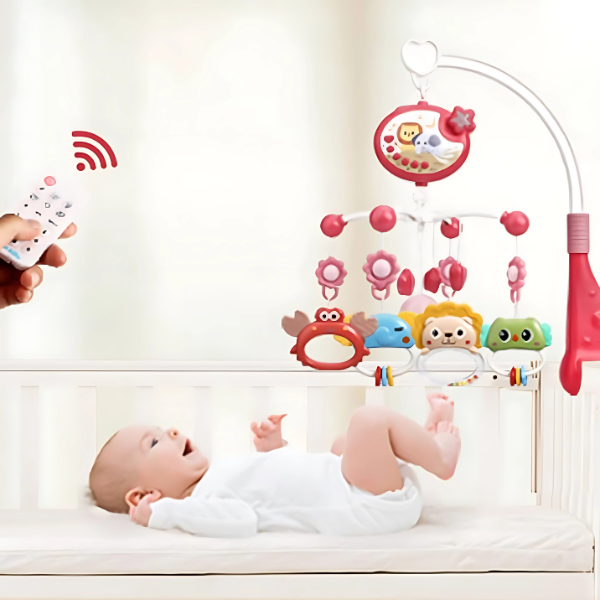 Móvil Musical Bebé con Proyector de Luces 360° y Control Remoto para Cuna