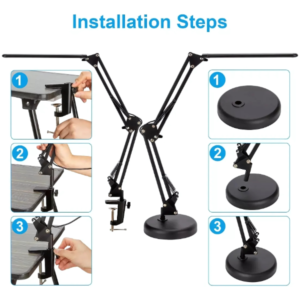 Lámpara de Escritorio LED – Luz Regulable con Abrazadera y Brazo Articulado