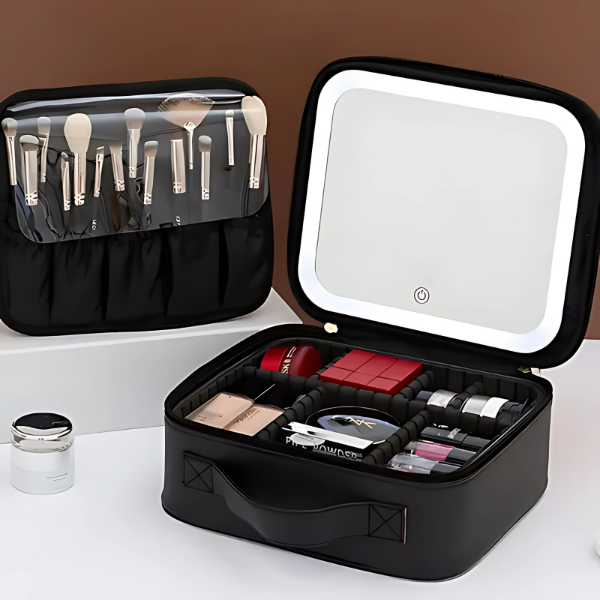 Estuche Porta cosméticos con Espejo LED