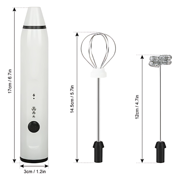 Espumador de Leche Eléctrico 2 en 1 con Cabezal Intercambiable y Carga USB
