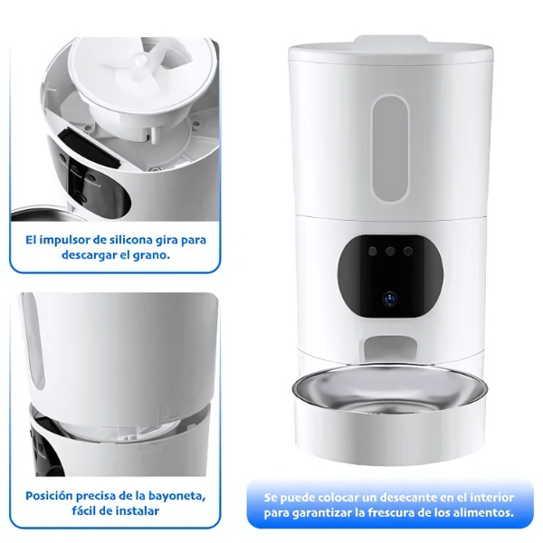 Dispensador de Comida para Gatos y Perros con Cámara y Control por App