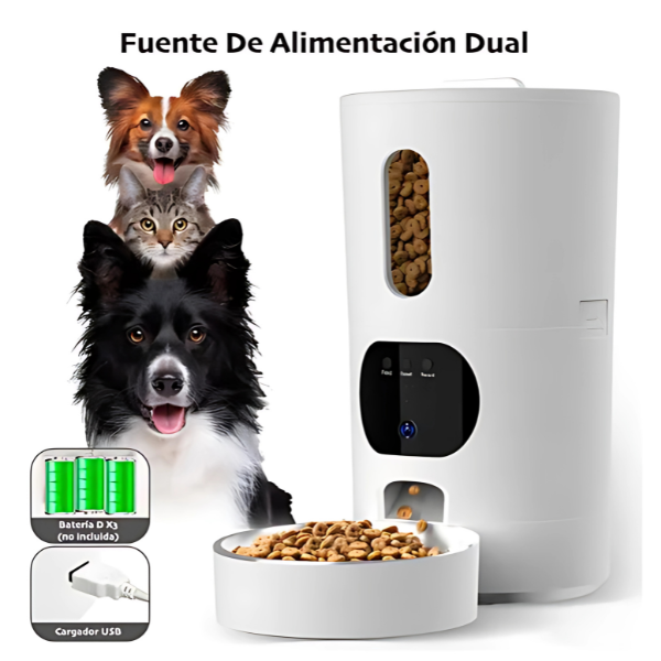 Dispensador de Comida para Gatos y Perros con Cámara y Control por App