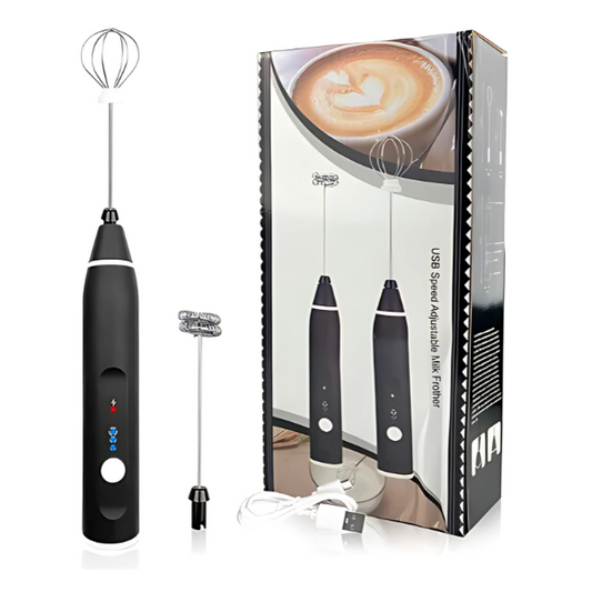 Espumador de Leche Eléctrico 2 en 1 con Cabezal Intercambiable y Carga USB