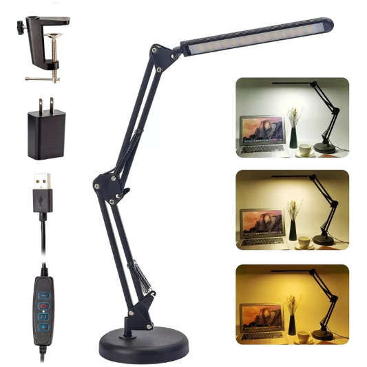 Lámpara de Escritorio LED – Luz Regulable con Abrazadera y Brazo Articulado