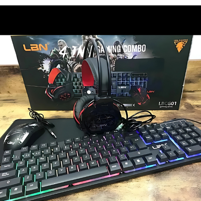 Pack Gamer 4 en 1 LBN – Teclado, Mouse, Audífonos y Mouse Pad