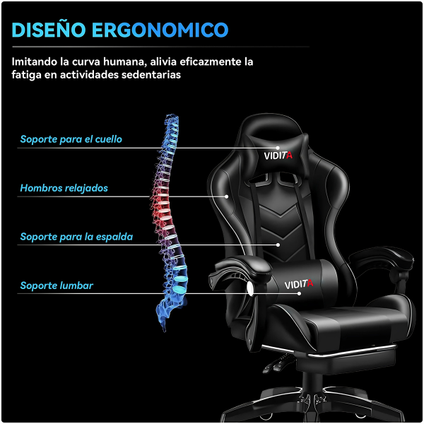 Silla Gamer Profesional GX2000 con Reposapiés