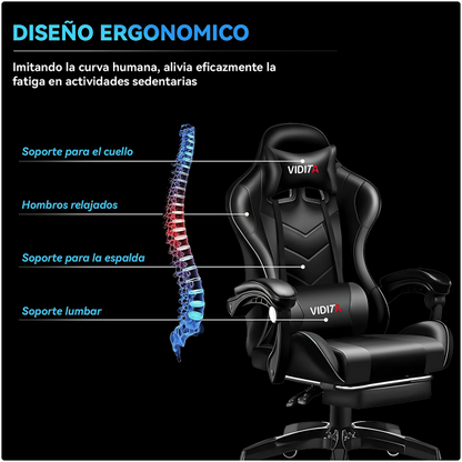 Silla Gamer Profesional GX2000 con Reposapiés