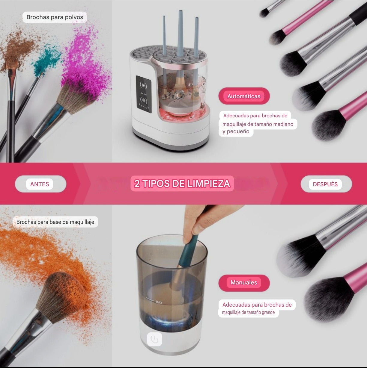 Limpiador Y Secador Eléctrico De Brochas De Maquillaje